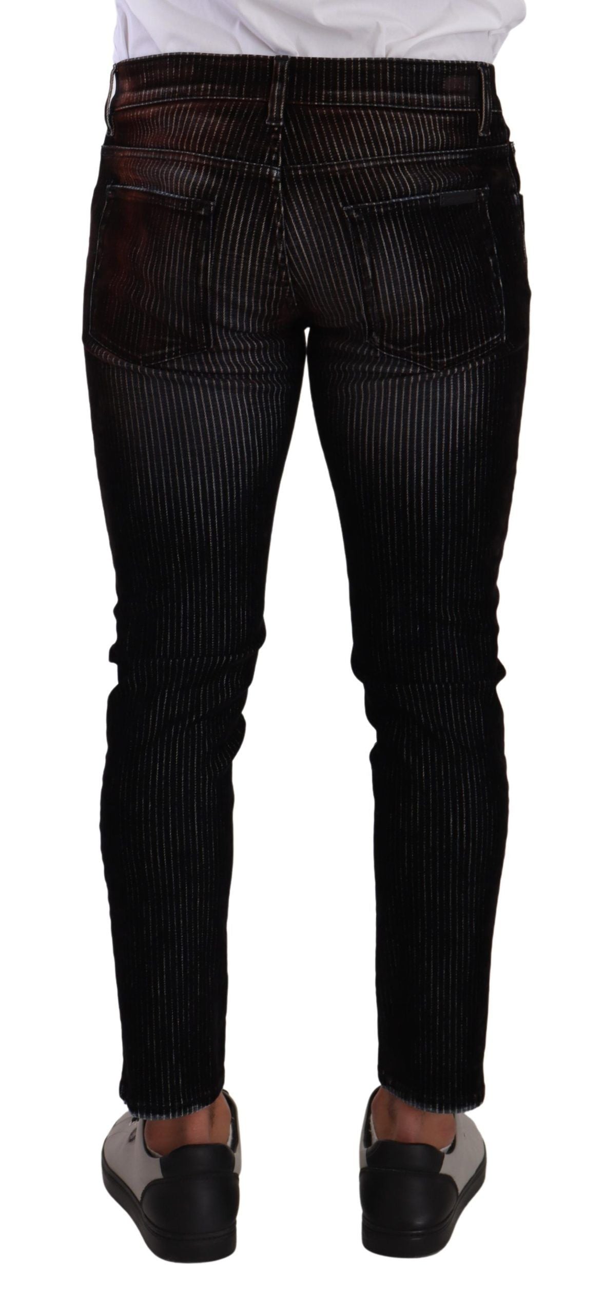 Sleek Striped Black Slim Fit Denim