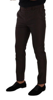 Dolce & Gabbana Elegant Brown Striped Woolen Men's Trousers