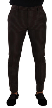 Dolce & Gabbana Elegant Brown Striped Woolen Men's Trousers