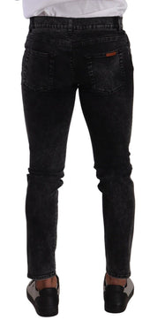 Dolce & Gabbana Sleek Slim-Fit Designer Jeans in Black Gray