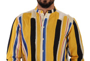 Dolce & Gabbana Elegant Yellow Striped Henley Shirt