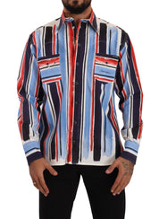 Dolce & Gabbana Elegant Striped Cotton Shirt with Pockets