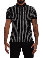 Dolce & Gabbana Elegant Striped Polo T-Shirt in Black