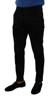 Dolce & Gabbana Elegant Slim Fit Dress Pants in Black Brocade