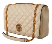 Versace Elegant White Nappa Leather Shoulder Bag