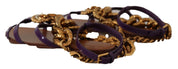 Dolce & Gabbana Purple Leather Devotion Flats Sandals Shoes