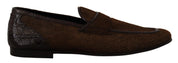 Dolce & Gabbana Elegant Brown Caiman Leather Loafers