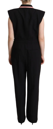 Dolce & Gabbana Black Wool Blend Sleeveless Jumpsuit Dress