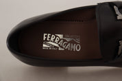 Salvatore Ferragamo Suave Black Leather Gancio Bit Loafers