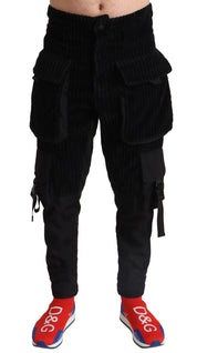 Dolce & Gabbana Elegant Black Cargo Corduroy Pants