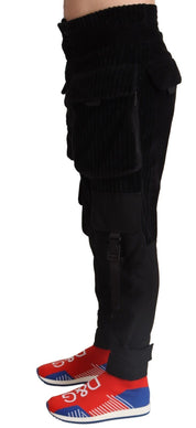 Dolce & Gabbana Elegant Black Cargo Corduroy Pants