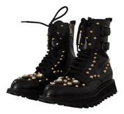 Dolce & Gabbana Black Crystal-Studded Formal Boots