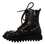 Dolce & Gabbana Black Crystal-Studded Formal Boots