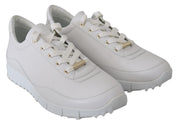 Jimmy Choo Elegant White Leather Sneakers