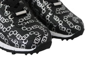 Jimmy Choo Elegant Black & Silver Leather Sneakers