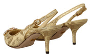 Dolce & Gabbana Gold Crystal Slingbacks Pumps Heels Shoes