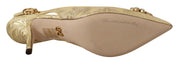 Dolce & Gabbana Gold Crystal Slingbacks Pumps Heels Shoes