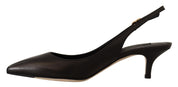 Dolce & Gabbana Black Leather Slingbacks Heels Pumps Shoes