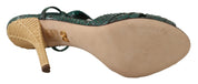 Dolce & Gabbana Green Python Strap Sandals Heels Shoes