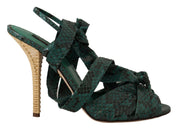 Dolce & Gabbana Green Python Strap Sandals Heels Shoes