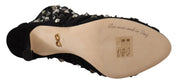 Dolce & Gabbana Black Crystals Heels Zipper Short Boots Shoes