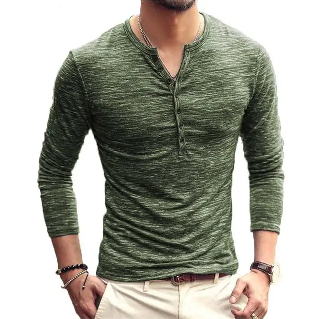 Men's V-Neck Long Sleeve Shirt