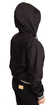 Dolce & Gabbana Black Polyester Hooded Bomber Full Zip Jacket