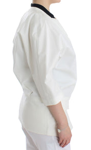 Andrea Pompilio White Cotton Blend Oversized Blazer Jacket