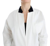 Andrea Pompilio White Cotton Blend Oversized Blazer Jacket
