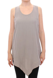 Comeforbreakfast Gray Viscose Tank Top Shirt Blouse