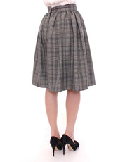 NOEMI ALEMÁN Gray Checkered Wool Shorts Skirt
