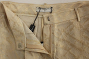 Zeyneptosun Beige Brocade Above Knee Shorts