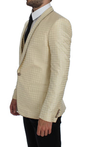 Dolce & Gabbana Sophisticated Beige Polka Dotted Blazer & Vest