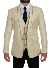 Dolce & Gabbana Sophisticated Beige Polka Dotted Blazer & Vest