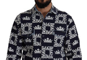 Dolce & Gabbana Elegant Slim Fit Blue Crown Shirt