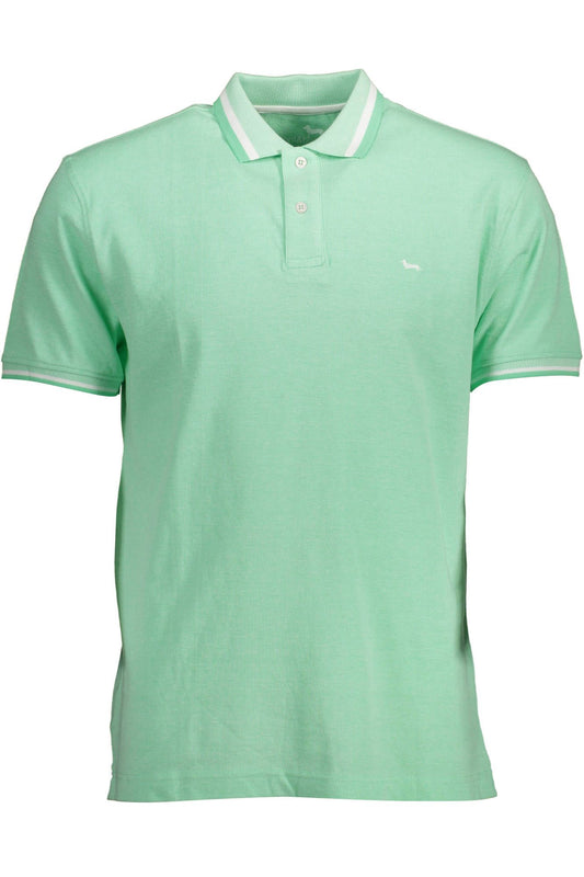 Elegant Green Cotton Polo with Contrasting Accents