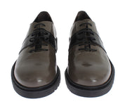 AI_ Gray Brown Leather Laceups Shoes