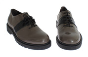 AI_ Gray Brown Leather Laceups Shoes