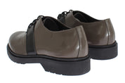 AI_ Gray Brown Leather Laceups Shoes