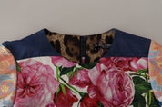 Dolce & Gabbana Multicolor Pachwork Floral Sheath Jaquard Mini Gown Dress
