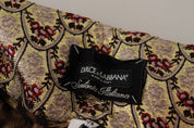 Dolce & Gabbana Brown Leopard Gold Jacquard High Waist Pants