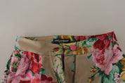 Dolce & Gabbana Beige Floral Dress Formal High Waist Pants