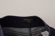 Dolce & Gabbana Blue Denim Stretch Crystal Hot Pants Shorts