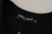 Dolce & Gabbana Black Logo Motive Crewneck Cotton T-shirt