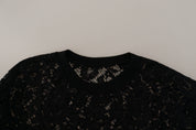 Dolce & Gabbana Black Floral Lace Pullover Sicily Blouse