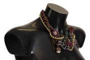 Dolce & Gabbana Gold Brass Sicily Floral Crystal Statement Necklace