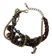 Dolce & Gabbana Gold Brass Sicily Floral Crystal Statement Necklace