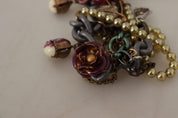 Dolce & Gabbana Gold Brass Sicily Floral Crystal Statement Necklace