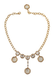 Dolce & Gabbana Gold Clock Statement Crystal Chain Necklace