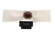 Dolce & Gabbana White Crystal Brass Wide Waist Runway Belt